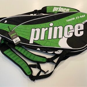 6 Racquet Prince Tour Team Green and Black Backpack/Duffel Bag. NEW WITH TAGS
